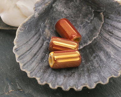 Mykonos Ceramic Iridescent Tangerine Tube 10x6mm