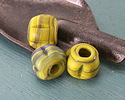 African Glass (Tanzania) Chartreuse w/ Black Melon 10-11x15mm