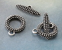 Antique Silver Finish Beaded Toggle Clasp 19x16mm, 20mm Bar