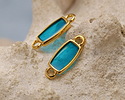 24K Gold (Plated) Transparent Turquoise Resin Rectangle Focal Link 16x6mm