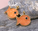 24K Gold (plated) Peach Pearl Enamel Fish Focal 15mm