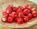 Coral Red Porcelain Barrel 9x10mm
