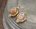 Peach Moonstone w/ Gold Finish Faceted Teardrop Focal 10x12mm