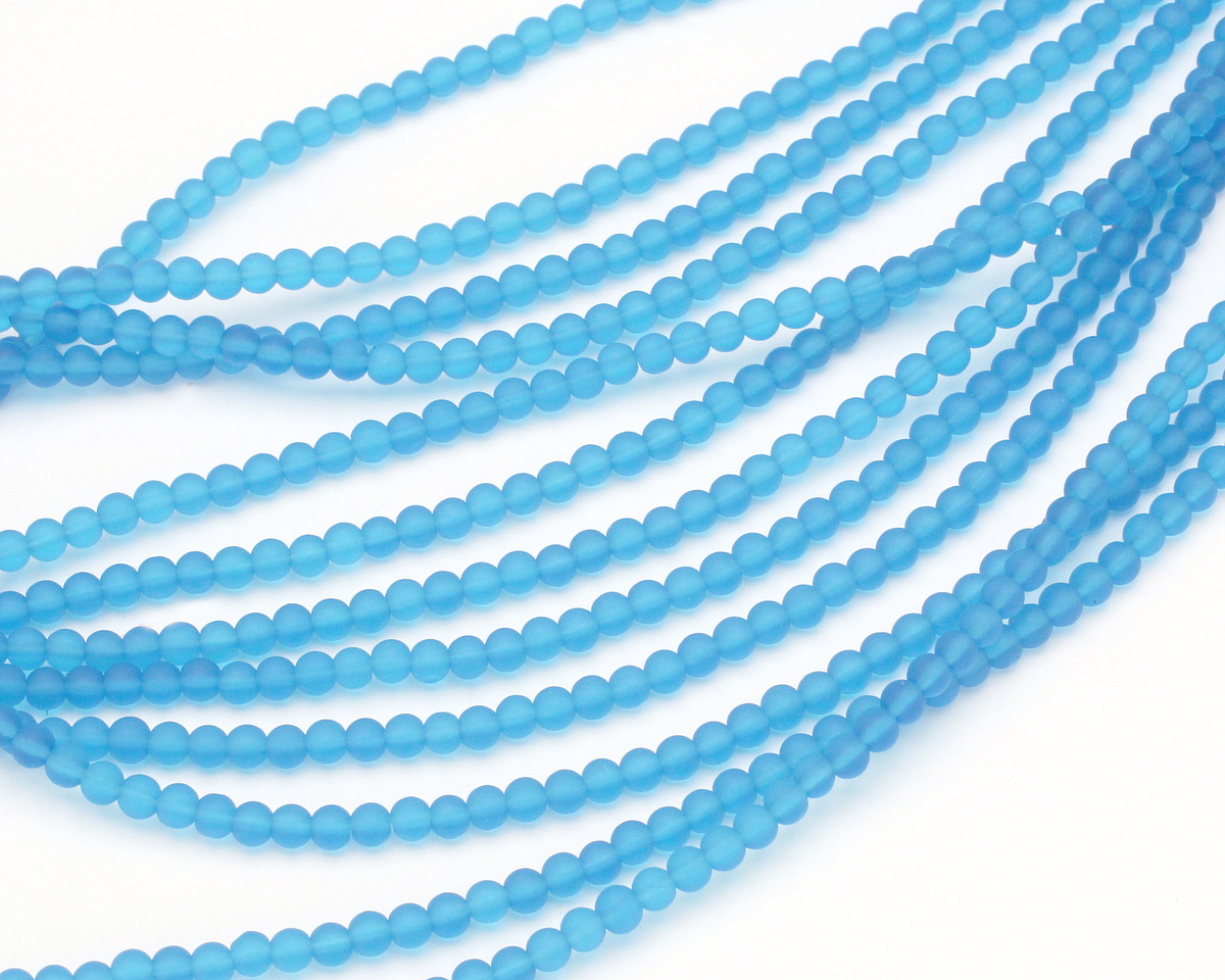 Pacific Blue Beach-Style Glass Round 4mm