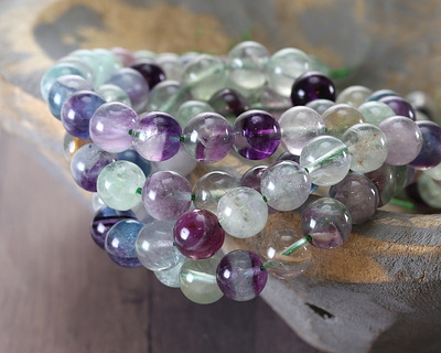Rainbow Fluorite (more purple) Round 8mm