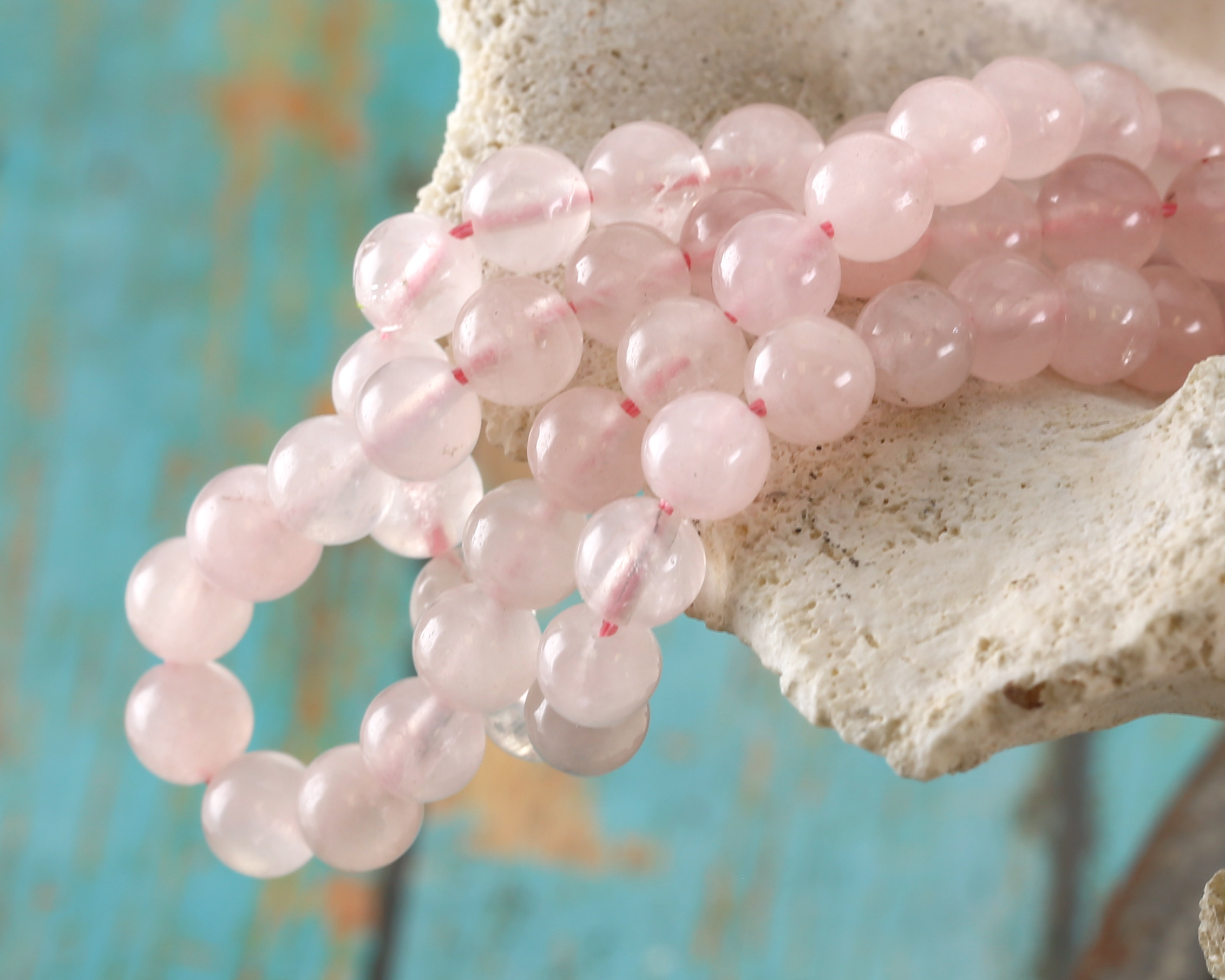 Pink Rose Quartz Round Gemstone Dangle Earrings – 6-12mm Beads, Silver Leverback – Handmade