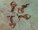 Patricia Healey Copper Small Hammered Heart Toggle Clasp 19x16mm, 21mm Bar