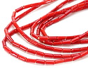 African Red White Heart Glass Tube 9-10x4mm