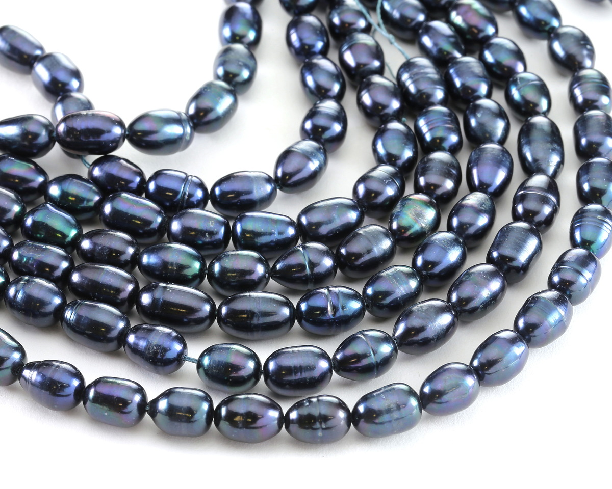 Midnight Blue Freshwater Rice Pearl 7-8mm