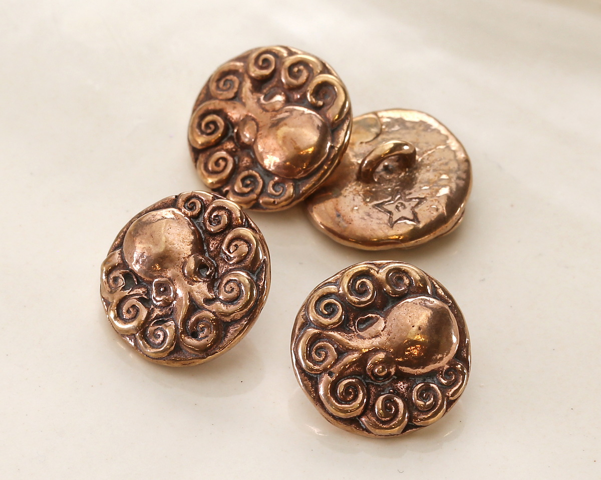 Green Girl Bronze Octopus Button 15mm