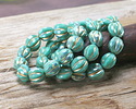 Czech Glass Turquoise AB w/ Gold Faceted Melon Round 10mm