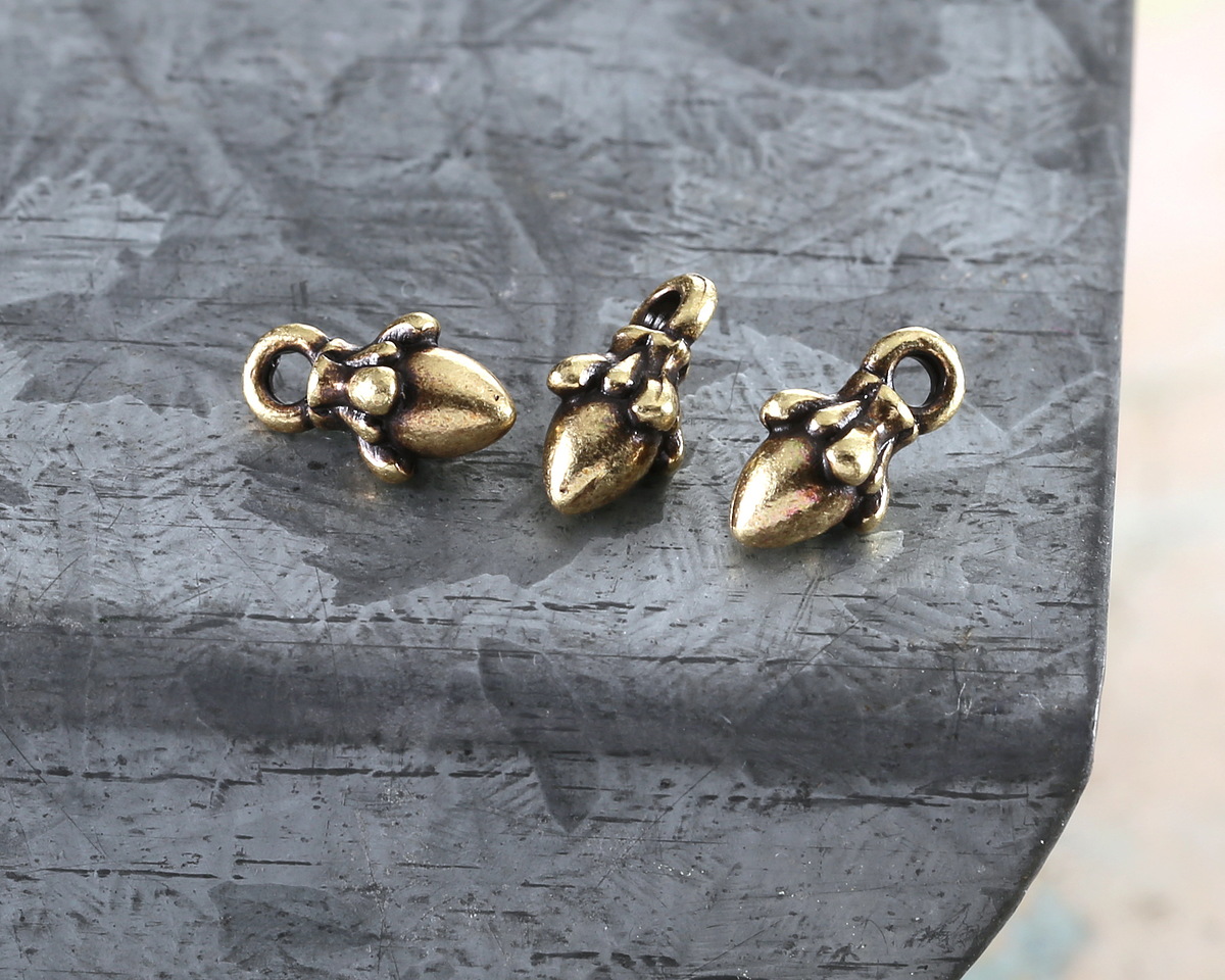 TierraCast Antique Brass (plated) Acorn Charm 5x10mm