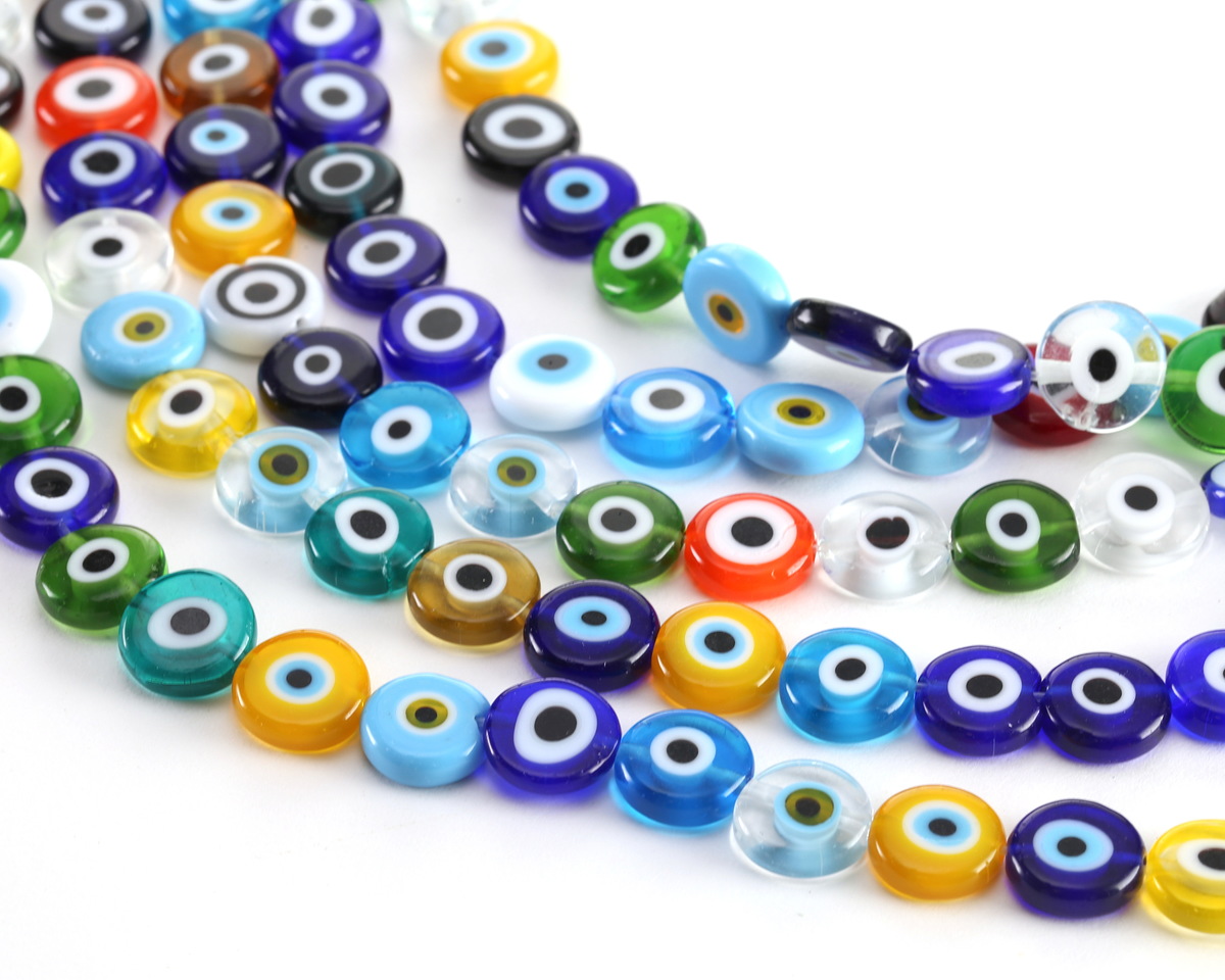 Millefiori Glass Multi-color Evil Eye Coin 11.5-12mm