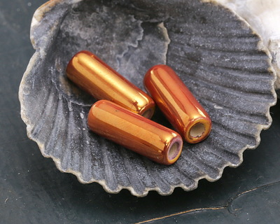 Mykonos Ceramic Iridescent Tangerine Tube 17x6mm