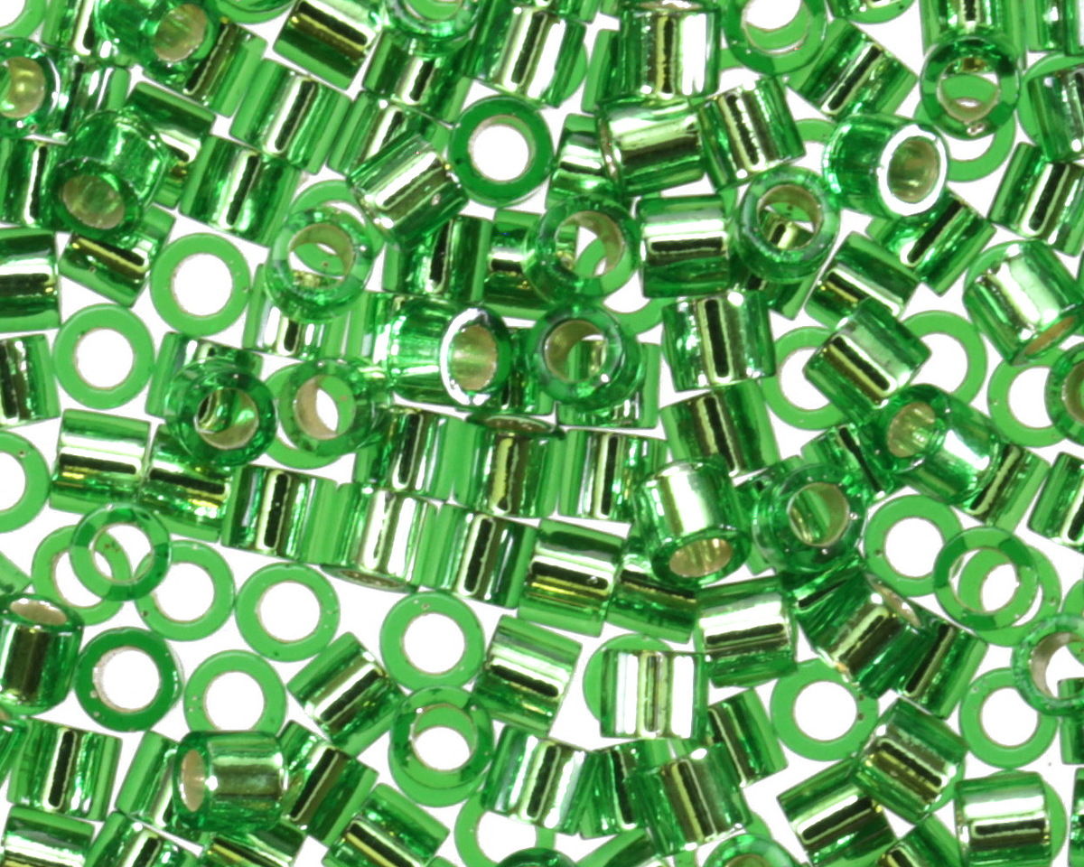 Miyuki Delica Silver Lined Green (DBS0046) 15/0 Seed Bead