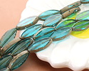 Czech Glass Beach Glass w/ Antique Gold Horse Eye 18x7mm
