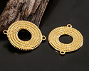 24K Gold (plated) Coiled Rope Open Circle Focal Link 30x24mm