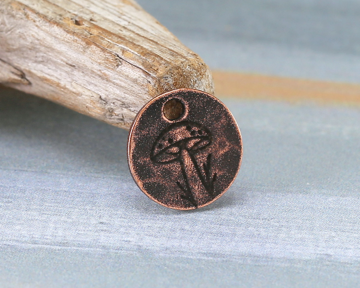 Nunn Design Antique Copper (plated) Mini Mushroom Coin Charm 12.6mm