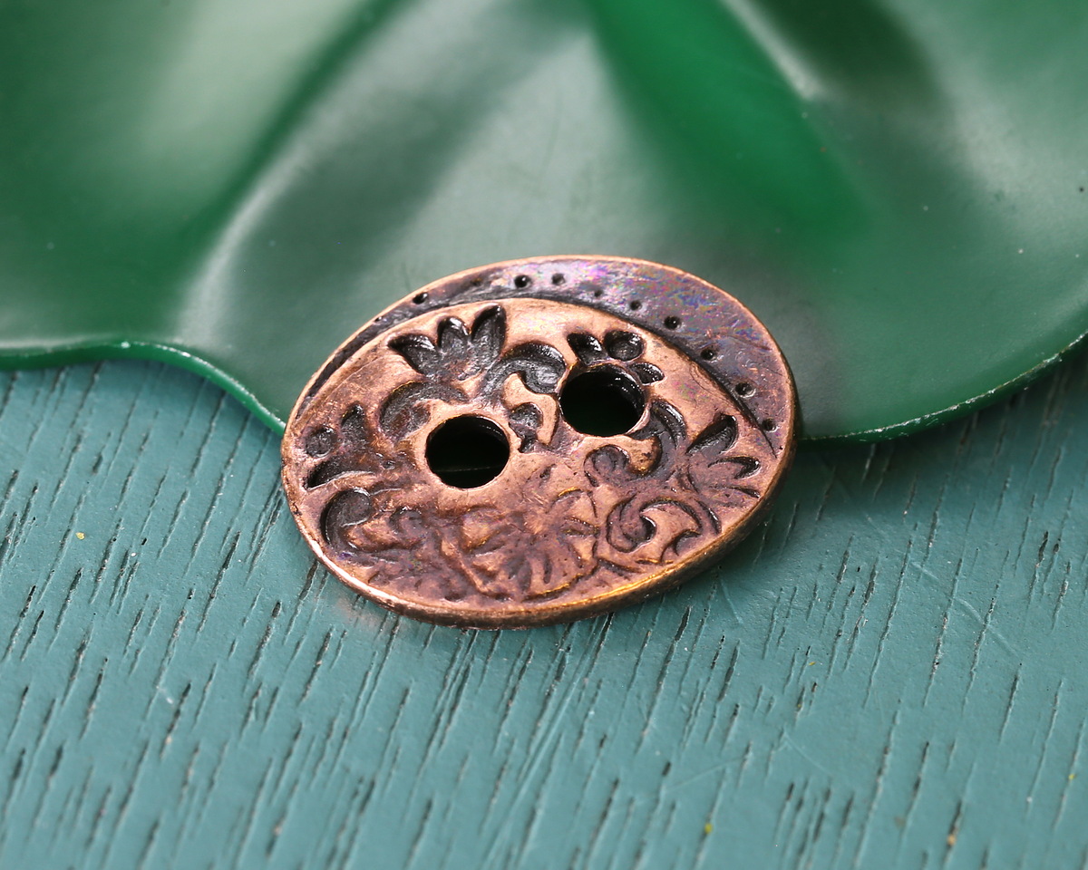 TierraCast Antique Copper (plated) Floral Button 17x13mm
