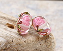 Grace Lampwork Blushing Magnolia Rondelle 10x16mm