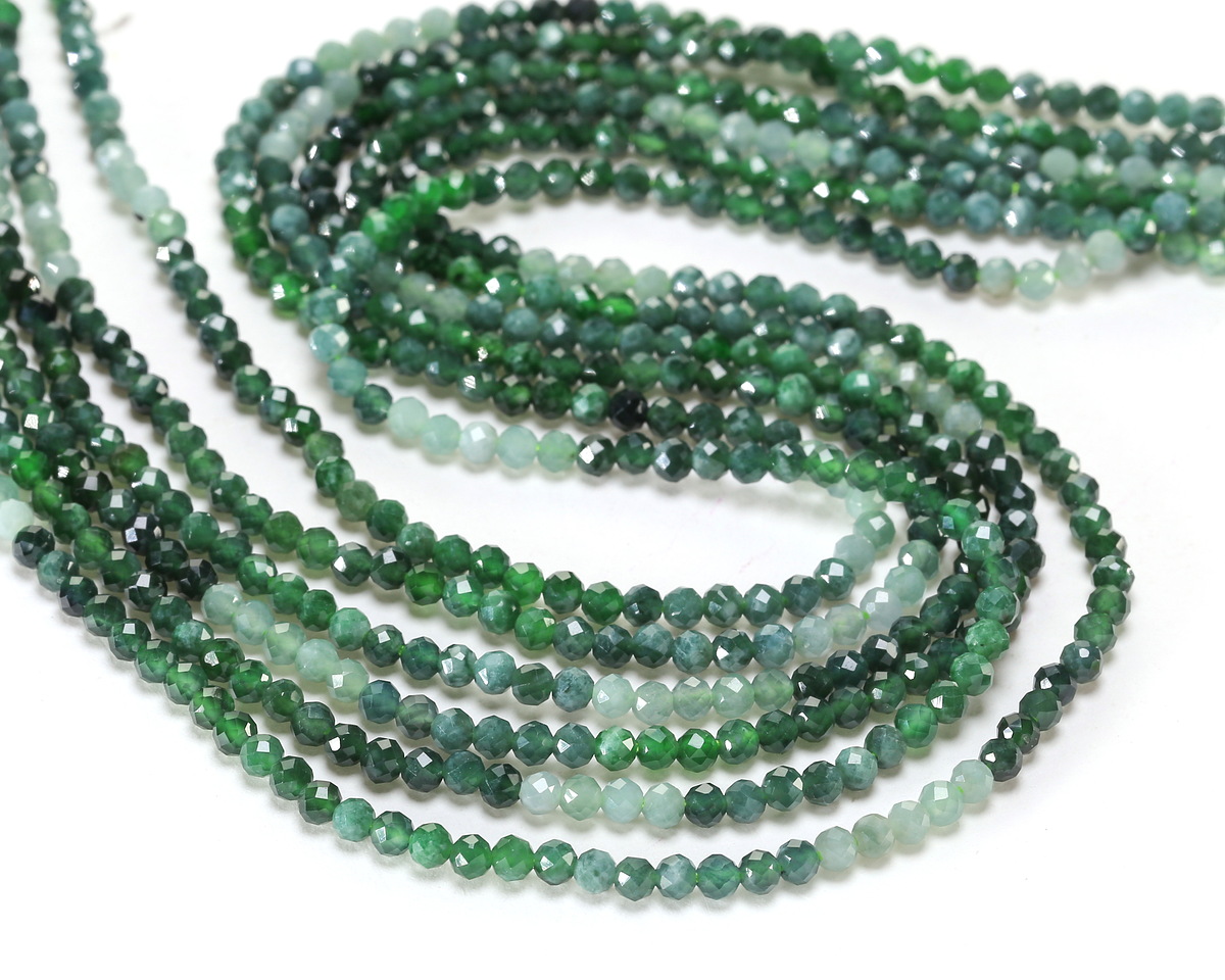 Guatemalan Jade (A) Ombré Microfaceted Round 2mm