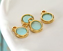 24K Gold (Plated) Transparent Sea Green Resin Round Focal 8x11mm
