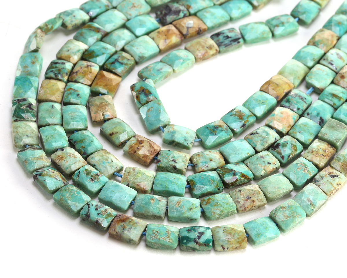 Peruvian Turquoise Microfaceted Rectangle 10x8mm