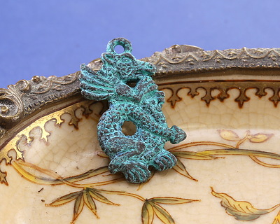 Mykonos Copper (plated) Patina Scaled Dragon Focal 19x33mm
