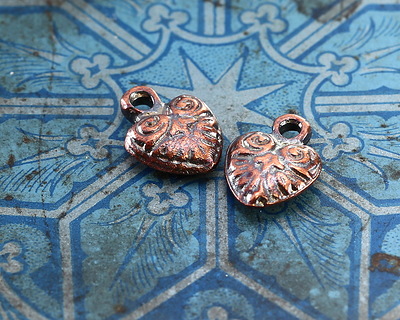 Mykonos Antique Copper (plated) Ornate Heart Charm 13x10mm