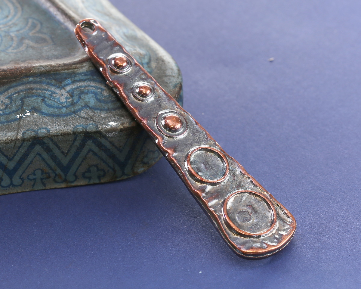 Mykonos Antique Copper (plated) Long Graduated Circle Drop Focal 8x53mm