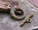 Mykonos Antique Brass (plated) Dragon Toggle Clasp 21x28mm, 32mm Bar