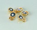 24K Gold (plated) Peacock Enamel Evil Eye Tiny Focal 5x7mm