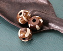 African Batiked Bone w/ Stripes Rondelle 11-12mm