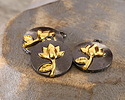Water Lily Two-Toned Gunmetal & Gold Finish Round Focal 17.5x20.5mm