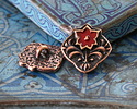 TierraCast Antique Copper (plated) Red Enamel Flower Square Button 14x15mm