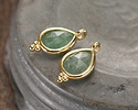 Green Strawberry Quartz w/ Gold Finish Faceted Teardrop Focal 10x12mm