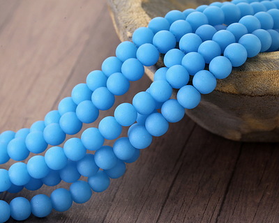Opaque Blue Opal Beach-Style Glass Round 6mm