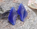 Royal Blue Beach-Style Glass Conch Shell Pendant 20x39mm