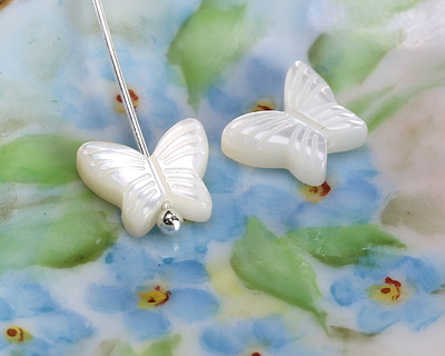 Mother of Pearl Carved Butterfly Focal Bead 8x10mm