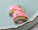 Rose Enamel w/ Rainbow & Gold Finish Heart Pendant 18x20mm