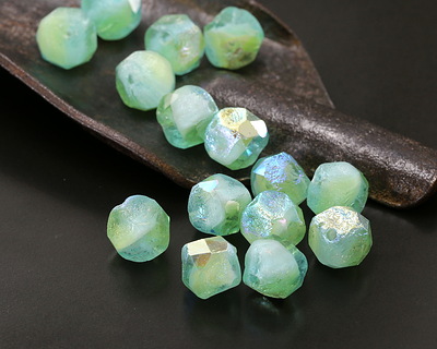 Czech Glass Textured Peruvian Blue Opal AB Chandelier Cut 8mm