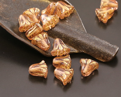 Czech Glass Rosaline w/ Gold Wash Tulip 9mm
