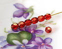 Czech Glass Ruby Red w/ Gold Fire Polished Round 4mm