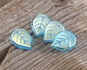 Czech Glass Aquamarine AB Leaf Drop 18x13mm