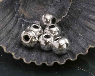Mykonos Metalized Ceramic Antique Silver Rondelle 6x7mm