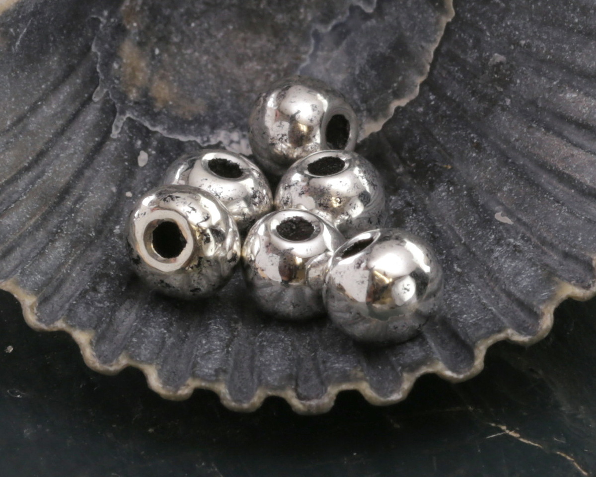 Mykonos Metalized Ceramic Antique Silver Rondelle 6x7mm