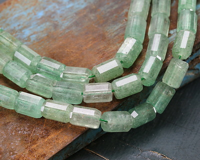 Green Strawberry Quartz Microfaceted Tube 7x10mm