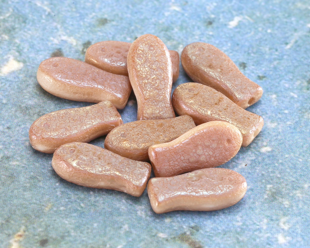 Czech Glass Beige AB Goldfish 14x7mm
