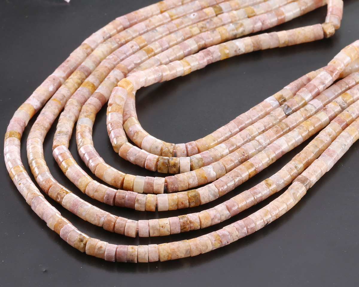 Natural Pink Agate Heishi 2x4mm