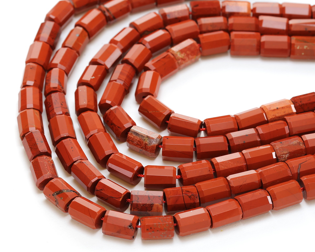 Red Jasper Microfaceted Tube 7x10mm